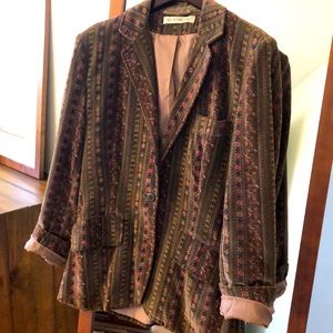 VINTAGE VELVET BLAZER Women’s Notched Lapel Driving Coat Velour Paisley Jacket